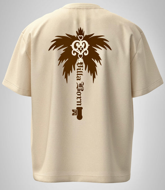 VILLA BORN WINGED KEY TEE  - BEIGE/ CHOCO BROWN